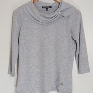 Adrienne Vittadini gray lightweight cowl neck sweater women's size PS NWT